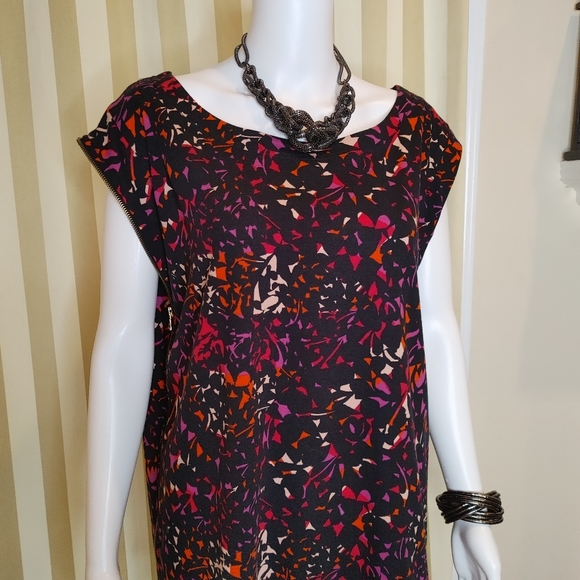 MARC BY MARC JACOBS TUNIC DRESS WITH FULL ZIP SIDES, BLACK MULTI XS/S - Picture 8 of 12